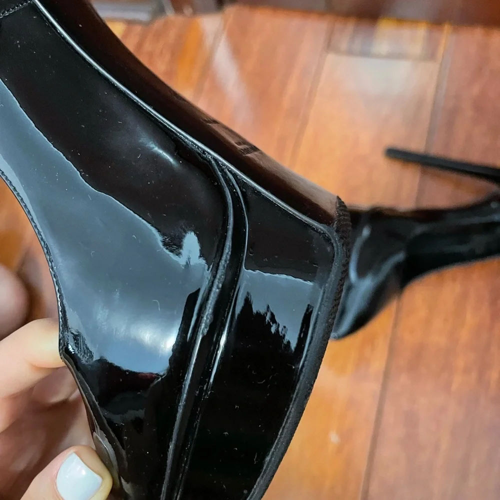 Yves Saint Laurent Black Patent Leather Platform Stiletto Pumps